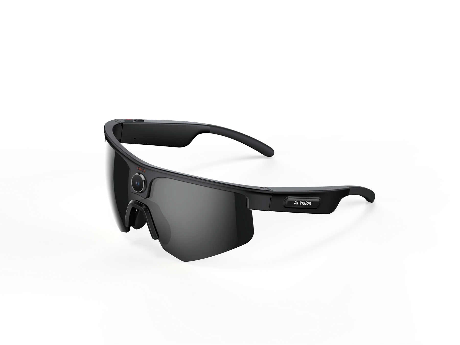Desktray AI Ultra Sportbrille in Schwarz mit mittiger Kamera, seitliche Ansicht