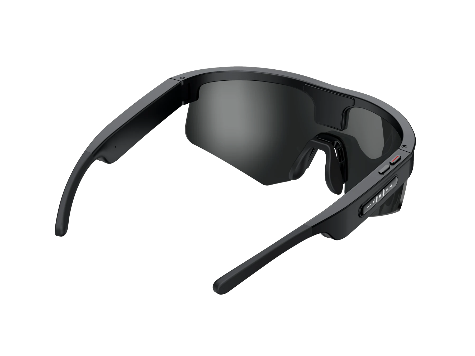 Innenseite der Sportbrille mit Technik in den Bügeln
